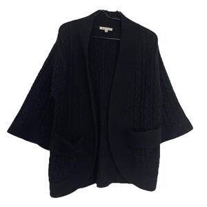 7 For All Mankind Sweater Womens M/L Black Cable Knit Wool Cashmere Minimalist